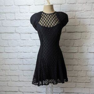 Cache XS Black Lace Knit Mini Dress